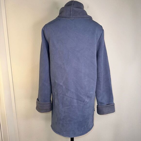 Soft Surroundings Women’s Blue Sueded Fleece Sweater Cardigan Ultimate Cozy - Picture 5 of 11